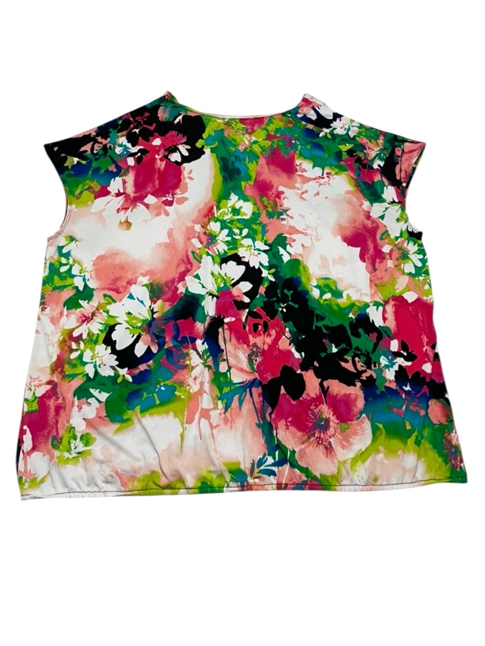 Worthington Bright Floral Scoop-Neck Shell in Blue, Green, Pink - Picture 2 of 6